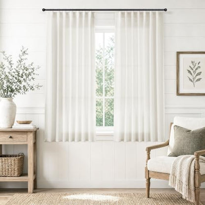 Jowels 천연 리넨 커튼 137.2cm(54인치) 길이 거실용 패널 2개 - color: 천연, size: 50"W x 54"L (Pack of 2)