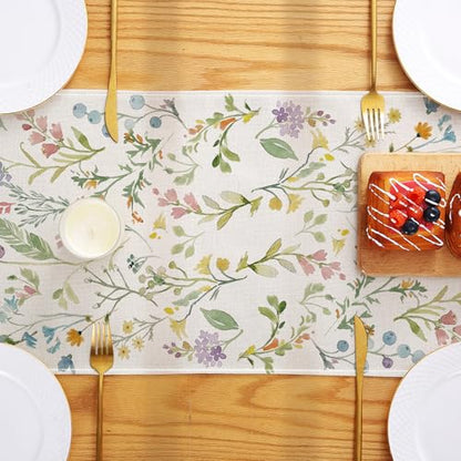 ONFAON Spring Table Runner,Wildflowers Floral Seasonal Summer Kitchen Dining Table Decoration for Home Party Decor 13x72 Inch - size: spring04