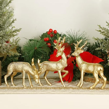 Lulu Home 3 PCS Christmas Reindeer Figurines, Peer (Textured) - style: 3 Peers with Texture