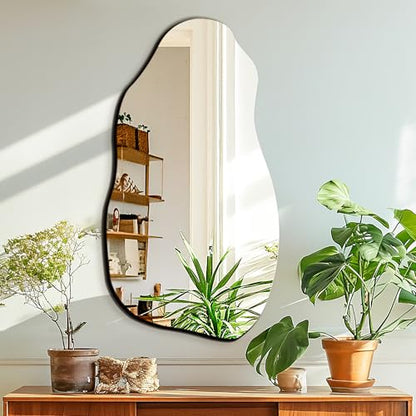TRAHOME 32'' x 18'' Irregular Asymmetrical Wall Mirror - size: 32"L x 18"W