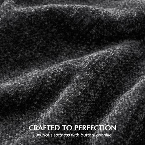 EverGrace Chenille Knit Throw Blanket for Couch, 50"x60", Iron Black - color: Iron Black, size: 50"x60"