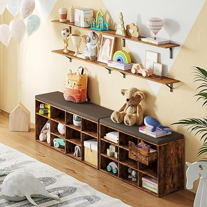 DINZI LVJ Long Wall Shelves, 47.3Inch Wooden Floating Shelves with Brackets - color: Rustic Brown, size: 47.3 Inch