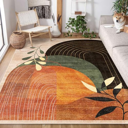 MUJOO 5x7 Area Rugs Washable Non Slip Mid Century Modern Terracotta - color: Terracotta（modern）, size: 5' x 7' (Rectangular)