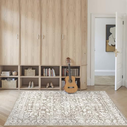 Soalmost 3x5 Area Rugs for Entryway, Washable Neutral Soft Rug Light Brown - color: Light Brown, size: 3' x 5' (Rectangular)