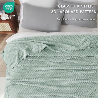 PHF Soft Cozy Fleece Blanket Queen, 340GSM Lightweight Warmth, Sage Green - color: Sage Green, size: Queen(90"x90")