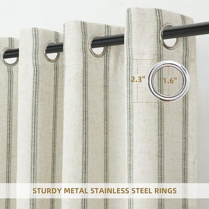 DriftAway Farmhouse Stripe Blackout Curtains, Grommet, W52xL84, Loden Green - color: G Loden Green Stripe, size: 52"W x 84"L (Pack of 2)