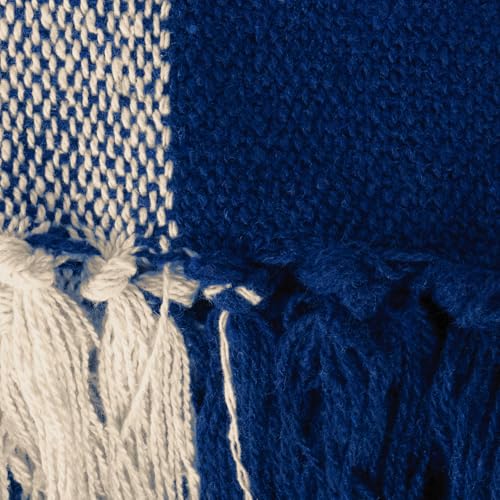 DII Buffalo Check Collection Rustic Farmhouse Throw Blanket with Tassles, 50x60, Navy/Off-White - color: Navy/Off-white, size: 50x60"