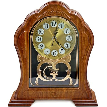 Antique Mantel Clock with Pendulum, Battery Operated(9.64" x 11.02") - color: Light Brown