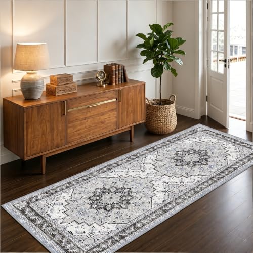 Area Rugs Runner 2x6 Washable Non-Slip Boho Indoor Carpets, Blue Grey - color: Blue Grey, size: 2' x 6' (Rectangular)