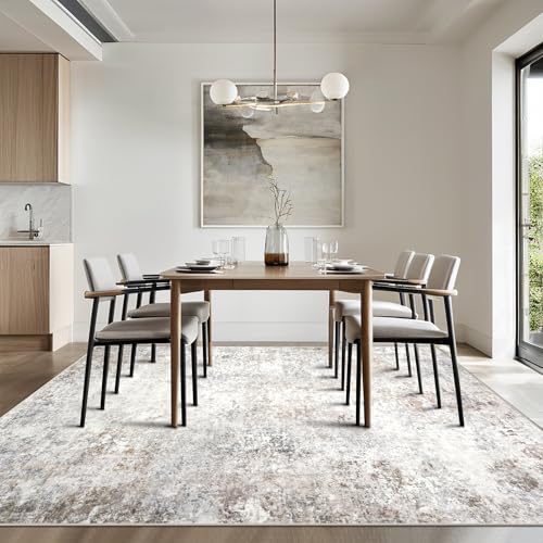 Beige Grey Washable Rugs 8x10 Area Rugs for Living Room,Bedroom,Dining Room - color: Brown-grey-beige-slate, size: 8' x 10' (Rectangular)