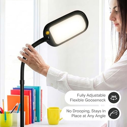 Brightech Litespan Slim LED Floor Reading Lamp - Tall with Adjustable Gooseneck, Dimmable for Living Rooms, Offices & Bedrooms - Black - color: Black
