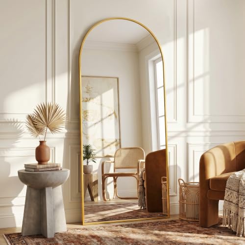 Full Length Mirror, 71"x27" Arched Floor Mirror, Gold - color: Gold, size: 71"L x 27"W