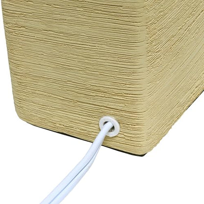 Simple Designs LT1218-BGE 11.81" Mini Cube Faux Stone Ceramic Table Lamp, for Living Room, Bedroom, Office, Beige with White Shade - color: Beige