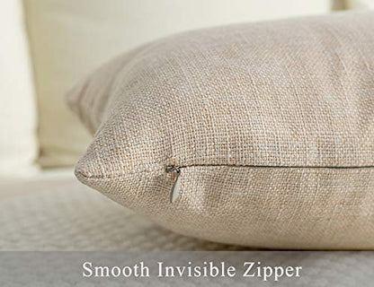 Stellhome Linen Throw Pillow Covers Square Solid Burlap Cushion Covers for Bed Couch Sofa Bench, 18 x 18 inch (45 cm), Beige, Set of 2 - color: Beige, size: 18" x 18" (Pack of 2)
