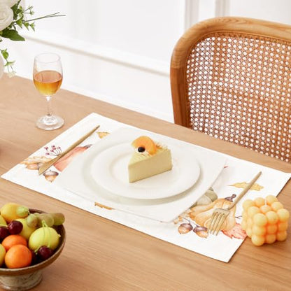 QIYI Fall Placemats Set of 6, 12"x18" Linen Place Mats, Pumpkin Harvest - color: Pumpkin Harvest, size: Set of 6