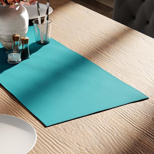 Encasa XO Table Runner, Cotton Canvas Dining Runner 13"x36" - color: Azul Blue, size: 13x36 in