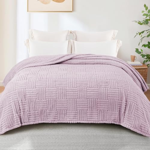 Whale Flotilla Lightweight Fleece Queen Size Blanket for Bed, Lilac - color: Lilac, size: Queen(90x90 Inch)