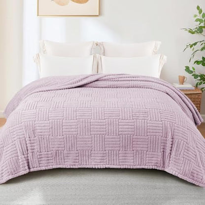 Whale Flotilla Lightweight Fleece King Size Blanket for Bed, Lilac - color: Lilac, size: King(90x104 Inch)
