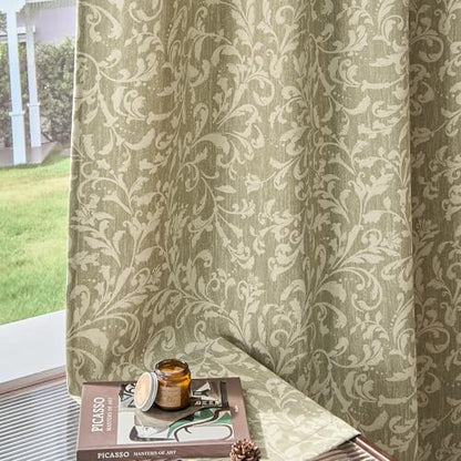 jinchan Sage Floral Curtians 90 Inch Room Darkening Grommet 2 Panels - color: *Dusty Sage, size: 50"W x 90"L (Pack of 2)