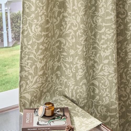 jinchan Sage Floral Curtians 72 Inch Room Darkening Grommet 2 Panels - color: *Dusty Sage, size: 50"W x 72"L (Pack of 2)