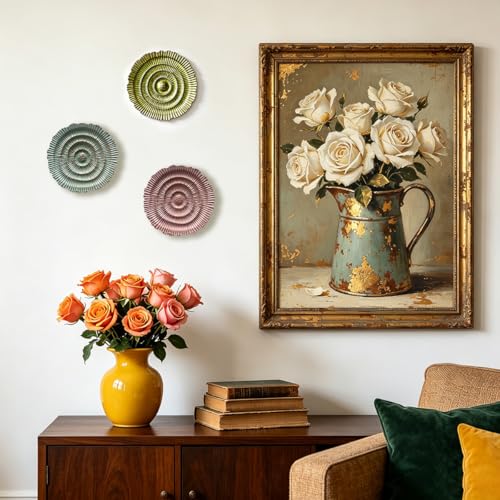 Metal Wall Sculpture, 10'' Round Textured Radiant Sunburst Wall Decor - color: 053C-Yellow