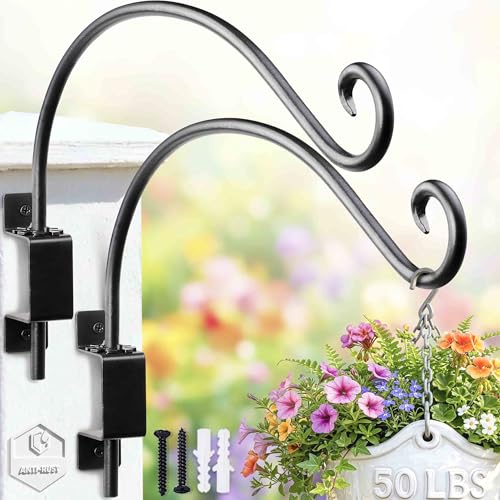 Swivel Plant Hangers Outdoor: 12Inch 2 Pack Heavy-Duty Hanging Wall Bracket - size: 12"-2PCS