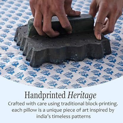 CPC Apatite Blue Block Print Ruffle Sham Pillow Cover 20x54 Inch, Pack of 1 - color: Apatite Blue, size: 54" x 20" (Pack of 1)