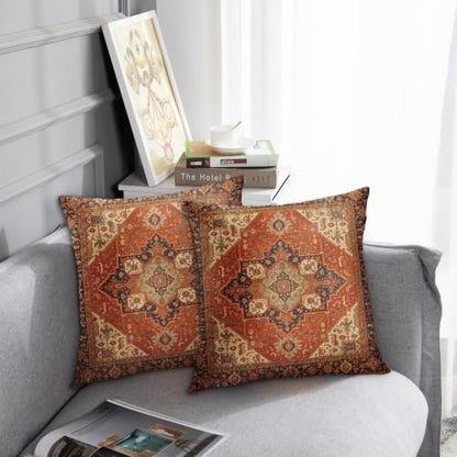 Britimes Throw Pillow Covers Set of 2, 18 x 18 Inch, Aztec Orange Tribal - color: Ethnic Tribal 3, size: 18" x 18" (Pack of 2)
