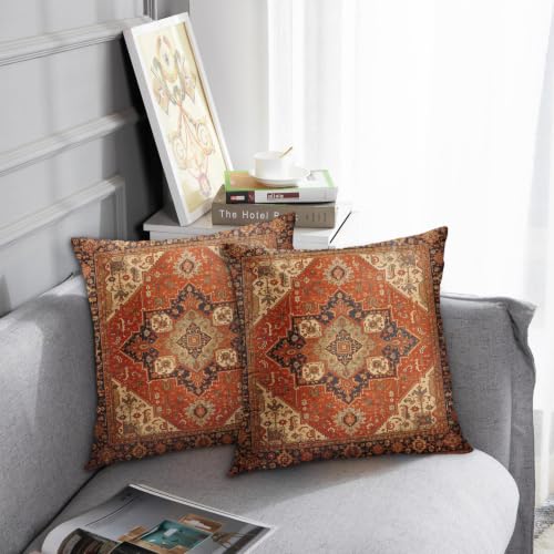 Britimes Throw Pillow Covers Set of 2, 20 x 20 Inch, Aztec Orange Tribal - color: Ethnic Tribal 3, size: 20" x 20" (Pack of 2)
