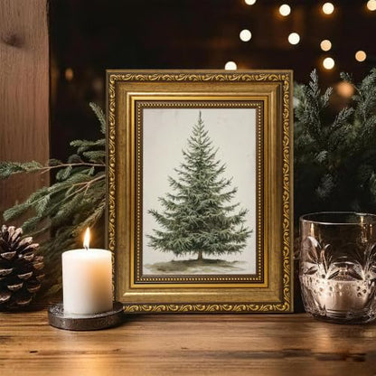 AVECCO Christmas Tree Pine Botanical Wall Art Canvas Framed 8x10 inch - color: Christmas Tree, size: 10"L x 8"W