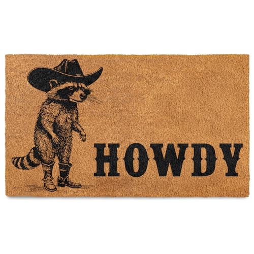 Welcome Coir Door Mat Outside and Indoor Entrance, Outdoor Mat for Front Door, Welcome Home Decorations, Colorful Outdoor Coir Doormat Porch Patio - Howdy Western Design, Large 24x36 Inch - color: Howdy Design, size: 2' x 3' (Rectangular)