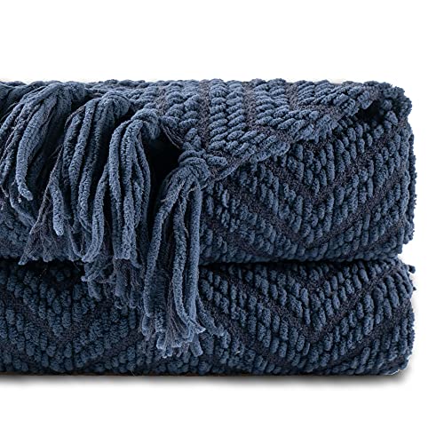 BATTILO HOME Navy Blue Throw Blanket for Couch, 60"x80" - color: Navy, size: 60"x80"