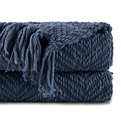 BATTILO HOME Navy Blue Throw Blanket for Couch, 60"x80" - color: Navy, size: 60"x80"