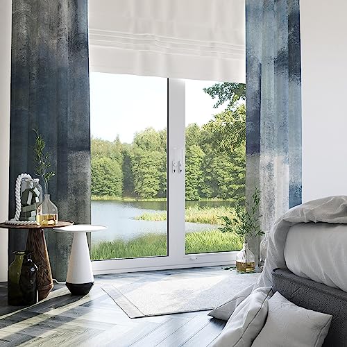 Dusty Blue Abstract Curtains for Living Room Bedroom, 52W x 72L, 2 Panels - color: Blue Grey, size: 52"W x 72"L (Pack of 2)