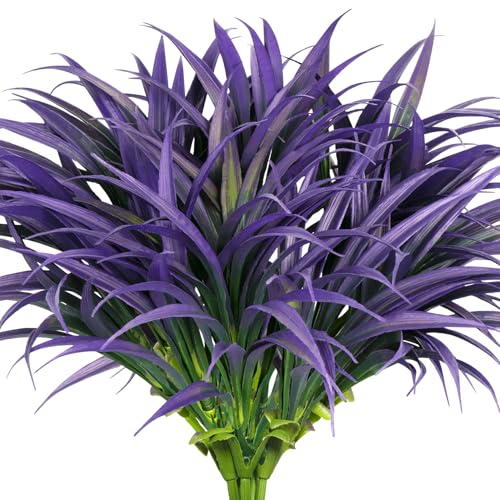 Ouddy Decor 20 Pcs Fake Outdoor Plants Artificial Grass Stems, Purple - color: Purple