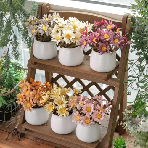 6PCS Artificial Daisy Fall Flower Arrangements with Large Ceramic Pots - color: Fall Multicolor-sunflower