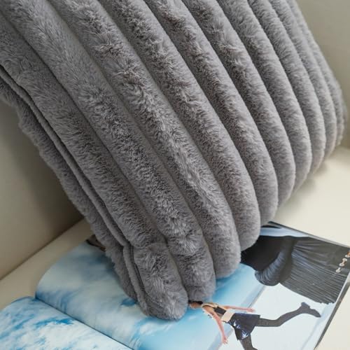 JOJUSIS Faux Fur Plush Throw Pillow Covers, Grey, 24 x 24-Inch - color: Grey, size: 24" x 24" (Pack of 2)