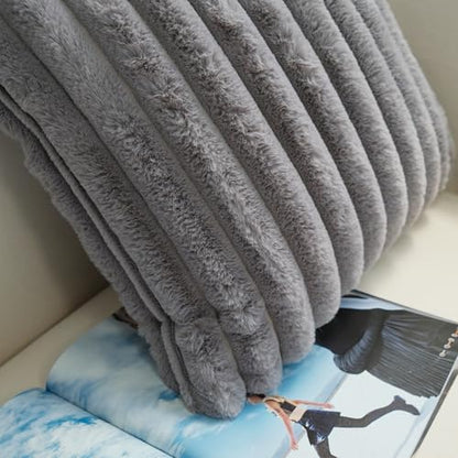 JOJUSIS Faux Fur Plush Throw Pillow Covers, Grey, 24 x 24-Inch - color: Grey, size: 24" x 24" (Pack of 2)