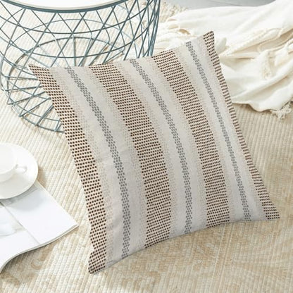 AEIOAE Brown Grey Gray Polka Dots Outdoor Pillow Covers 18x18 Set of 2 - color: Brown Grey Beige, size: 18" x 18" (Pack of 2)