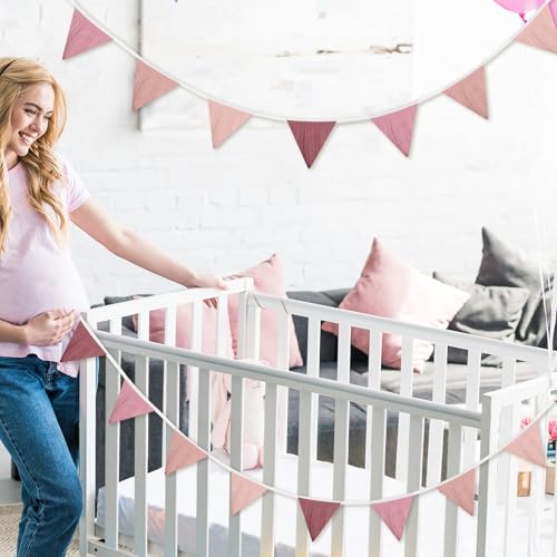 Oudain 2 Pcs Pennant Banner Flags Nursery Garland Triangle, Pink Color - color: Pink Color