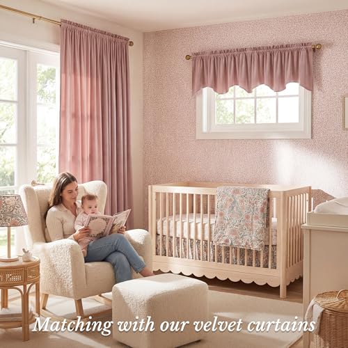 StangH 4-Panel Set Velvet Window Valance, 52x18 Inch, Dusty Rose - color: Dusty Rose, size: 52"W x 18"L (Pack of 4)