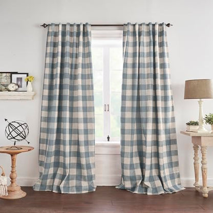 Grainger Buffalo Check Blackout Window Curtain, Chambray - 52" W x 84" L - color: Chambray, size: 52"W x 84"L (Pack of 1)