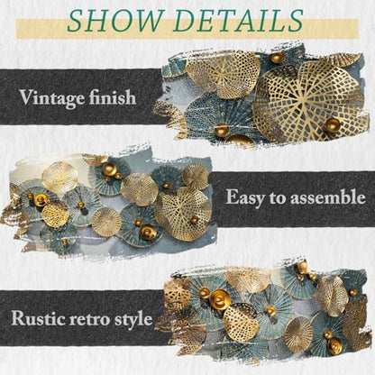 edaknez Large Metal Wall Art, 50"x26" Metal Lotus Leaf Flower Wall Decor - color: C 50 inch x 26 inch