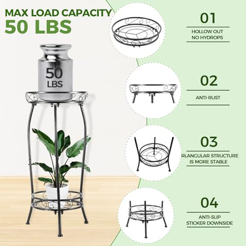 LOYAL TIGER Plant Stand Indoor Outdoor, 2 Tier 27 Inch Tall Metal