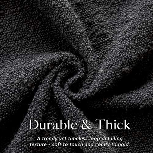 Foindtower Decorative Textured Boucle Throw Pillow Covers 16x16 Inch,Black - color: Black, size: 16" x 16" (Pack of 2)