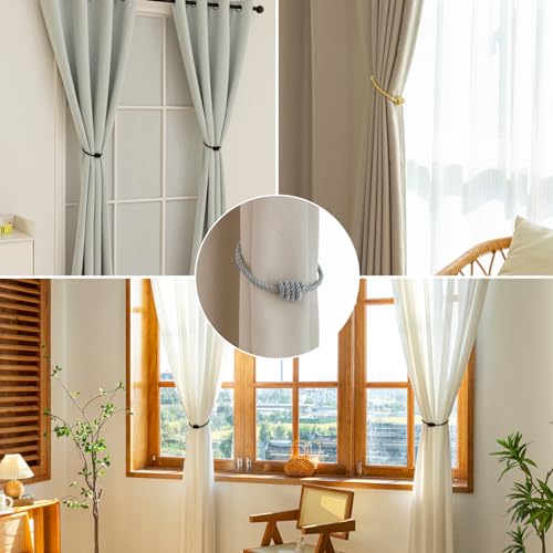 Curtain Tiebacks Magnetic Decorative Rope Tie Backs Holdbacks Contoeey - color: Grey