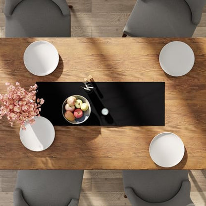 Encasa XO Table Runner, Cotton Canvas Dining Runner 13"x36" - color: Jet Black, size: 13x36 in
