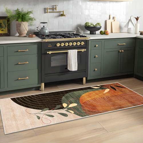MUJOO Washable Runner Rug 2x6 Area Rug Non Slip Mid Century Modern - color: Terracotta（modern）, size: 2' x 6' (Rectangular)