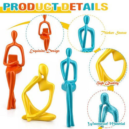 AceOrbit 3 Pcs Mid Century Modern Decor, Thinker Statues Bookshelf Decor - style: Thinker