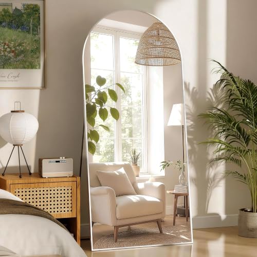 71" x 31"Arched Floor Full Length Mirror with Stand(Silver) - color: Silver, size: 71"L x 31"W